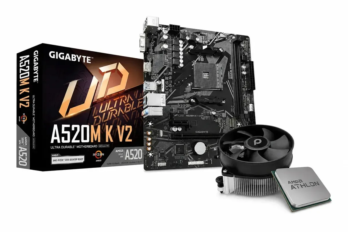 Combo Procesador Amd Athlon 3000g + Gigabyte A520m-k V2 Negro